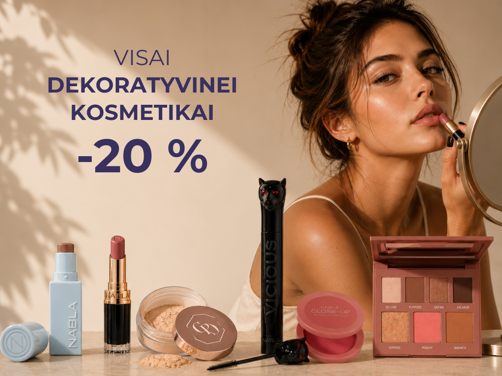 -20 % visai dekoratyvinei kosmetikai