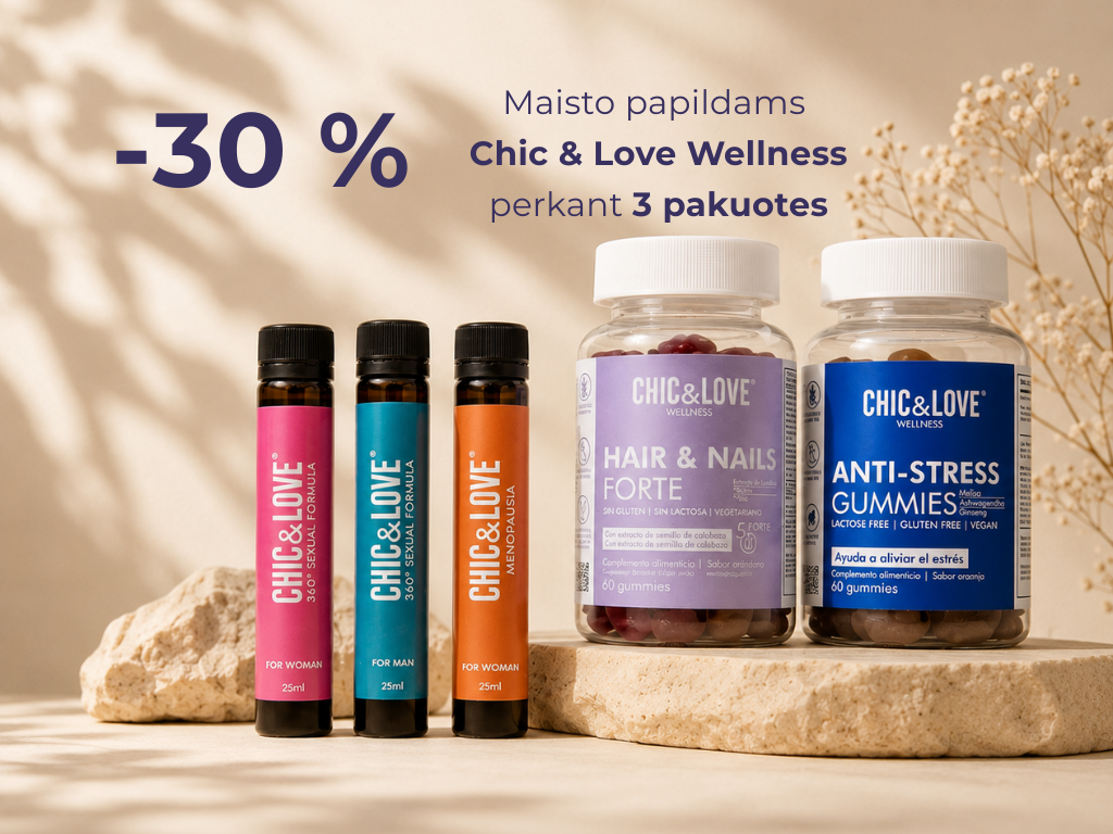 -30 % Chic&Love Wellness maisto papildams, perkant 3 pakuotes