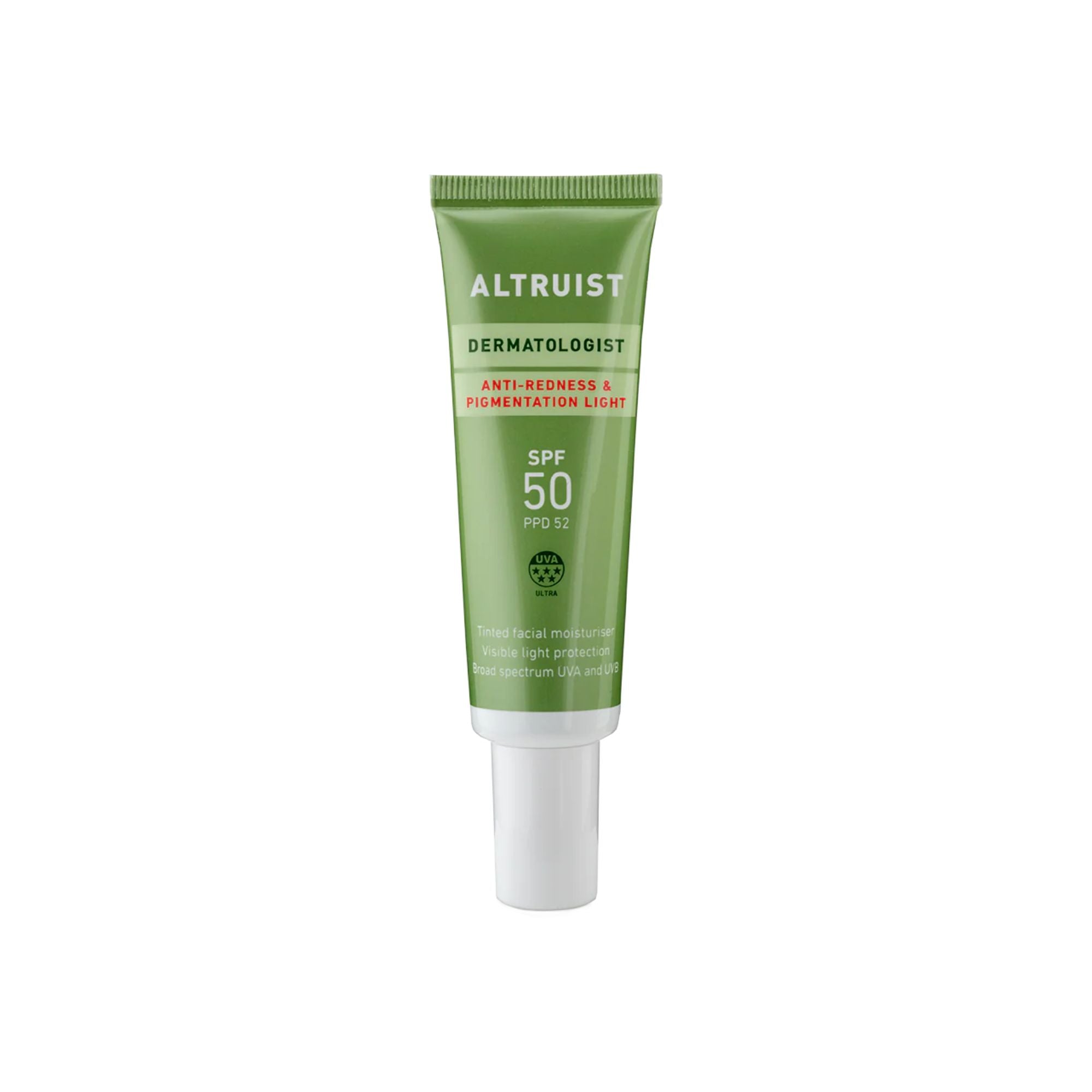 ALTRUIST Anti-redness & Pigmentation LIGHT SPF50 kremas nuo paraudimo ir pigmentacijos su apsauga nuo saulės