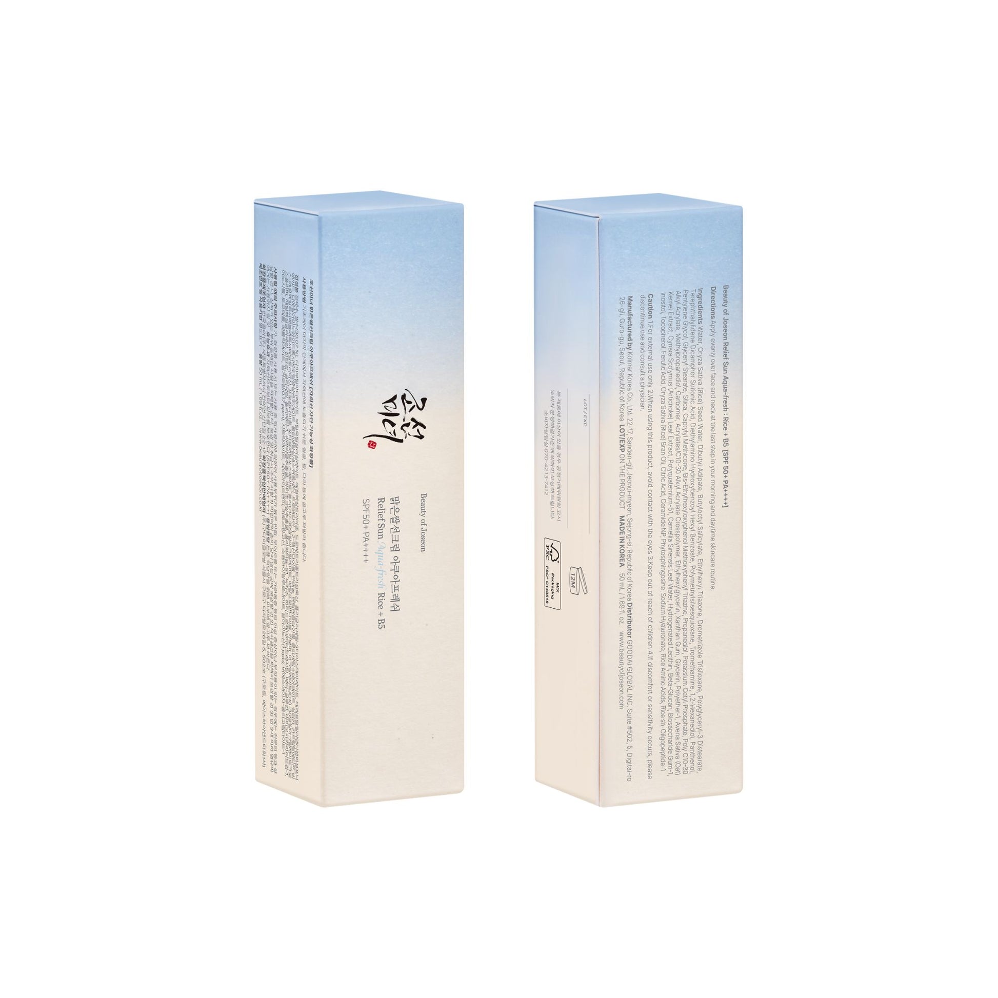BEAUTY OF JOSEON Relief Sun Aqua Fresh SPF50 apsauginis kremas nuo saulės 2