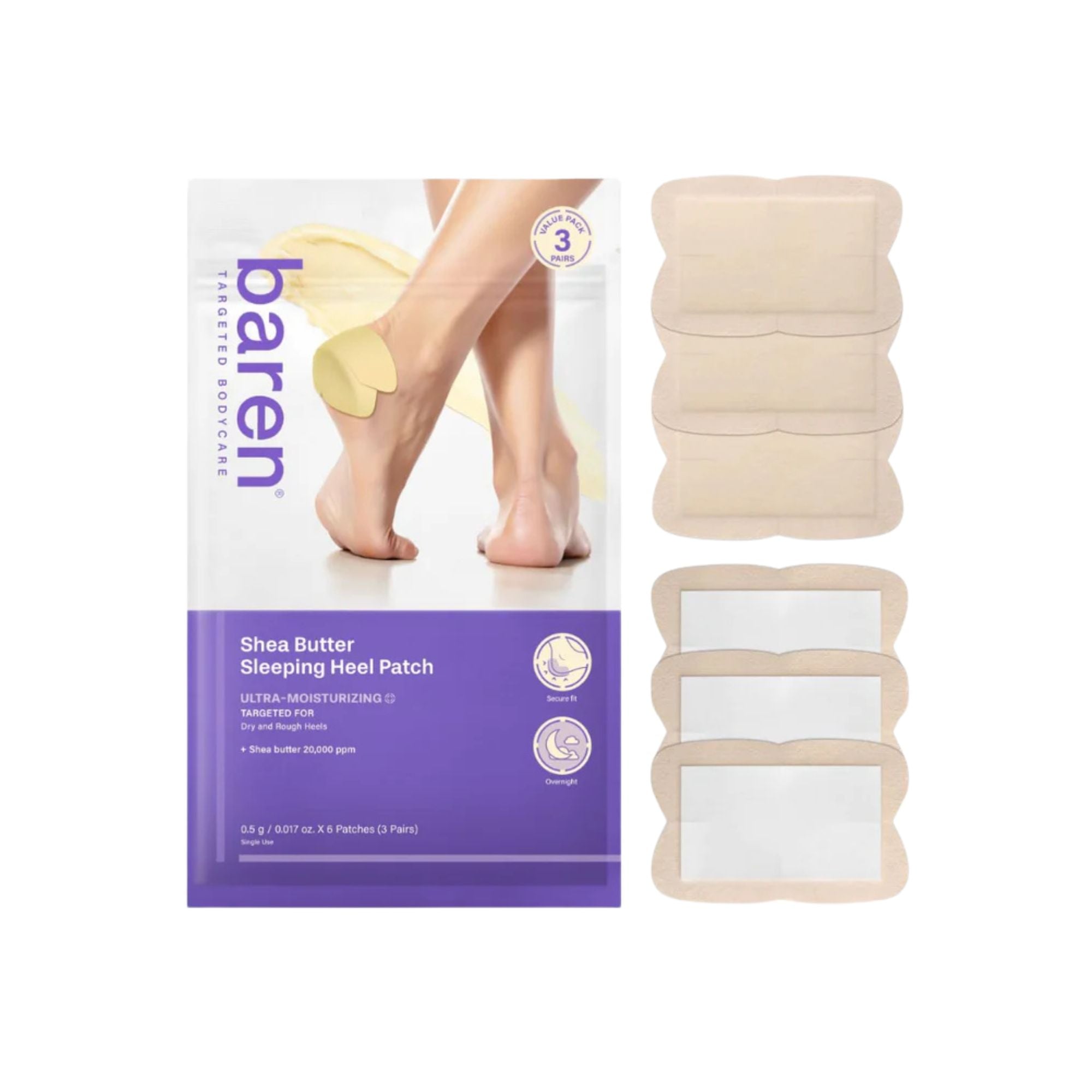 Baren Shea Butter Sleeping Heel Patch pleistrai pėdų odos priežiūrai
