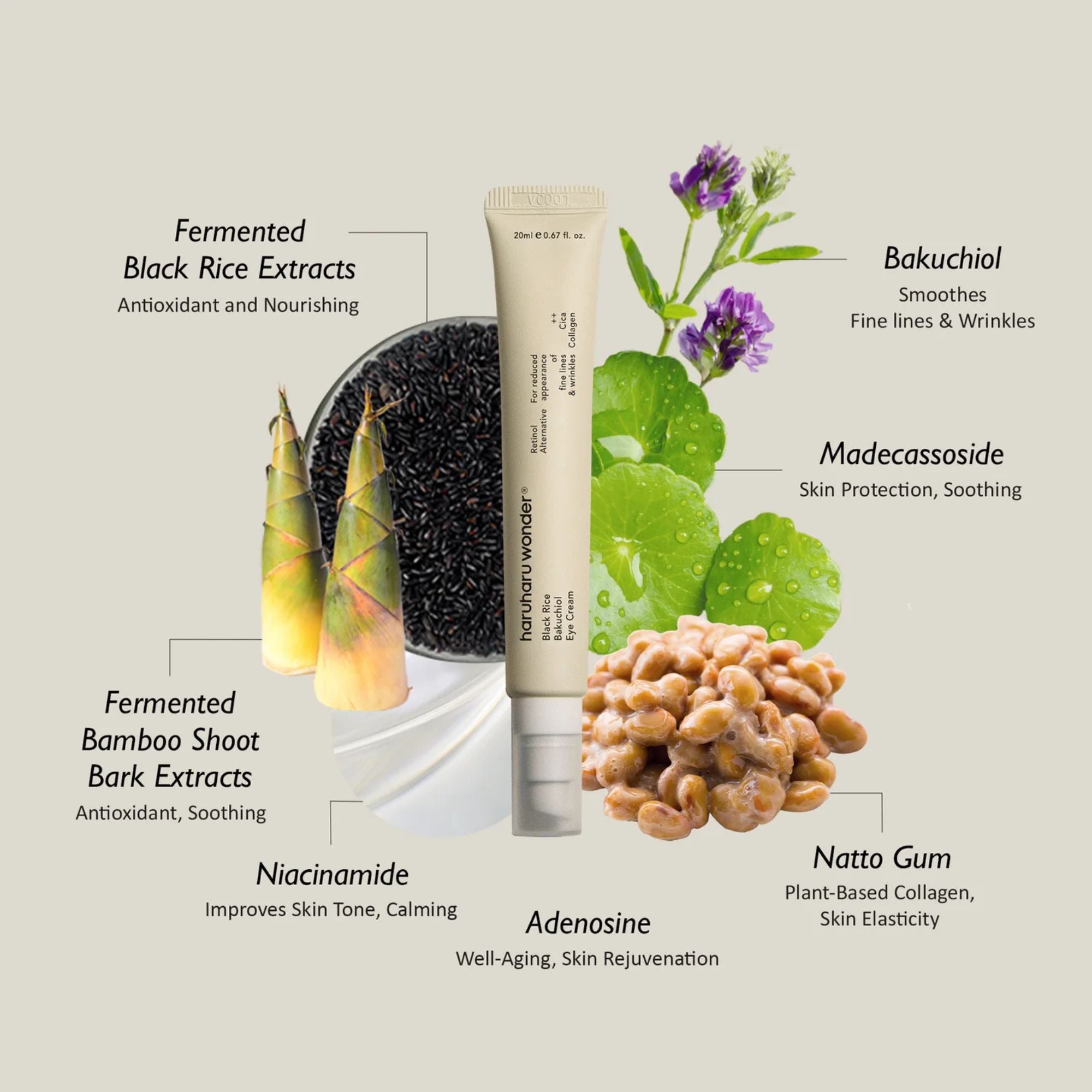 Haruharu Wonder Black Rice Bakuchiol Eye Cream paakių kremas 2