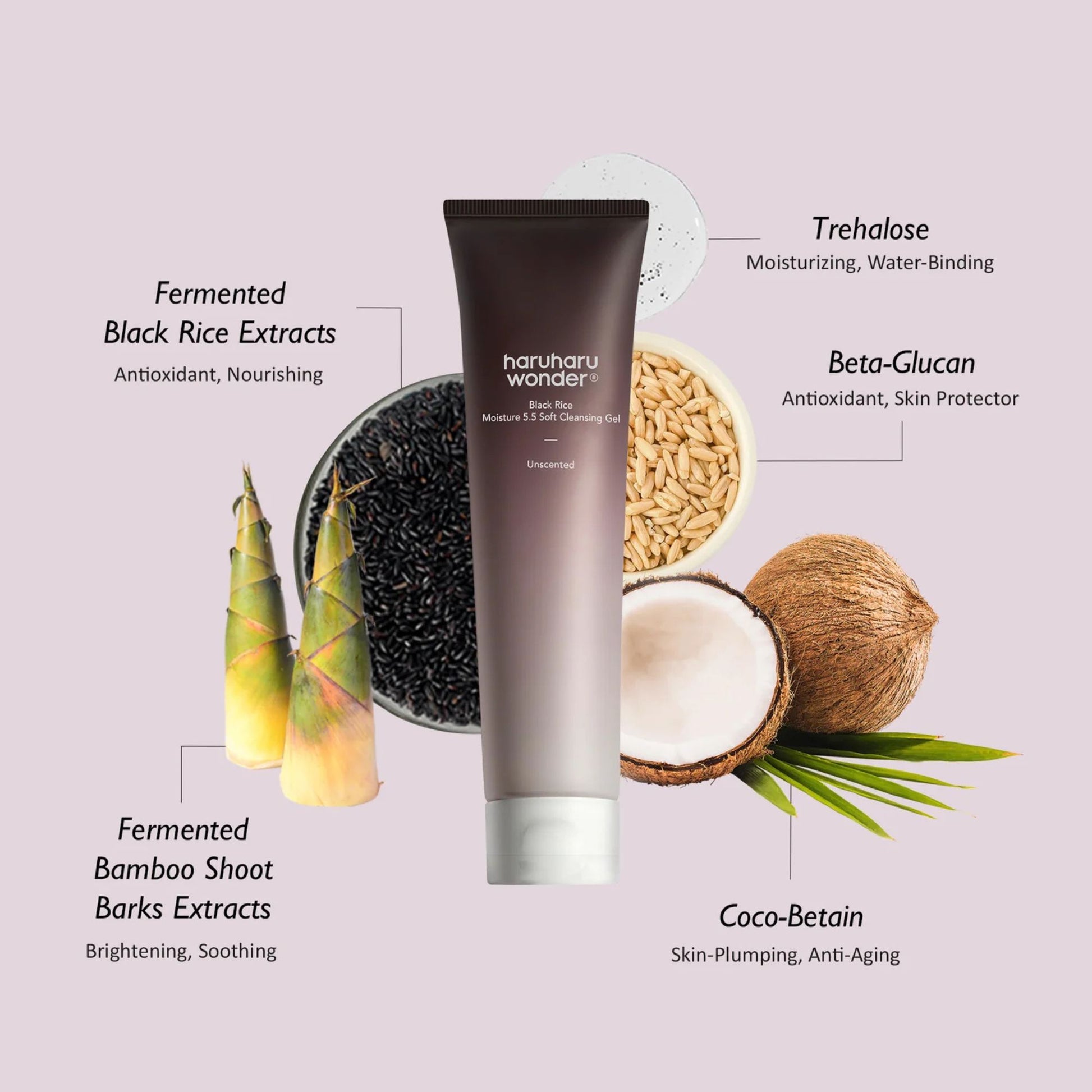 Haruharu Wonder Black Rice Moisture 5.5 Soft Cleansing Gel veido prausiklis 2