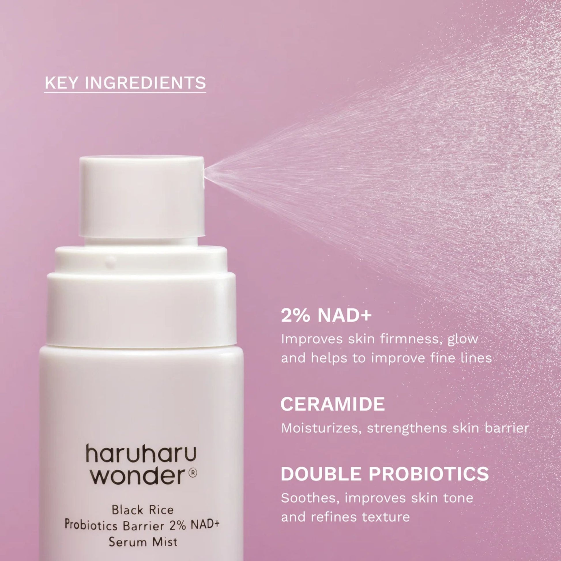Haruharu Wonder Black Rice Probiotics Barrier NAD+ Serum Mist veido dulksna 2