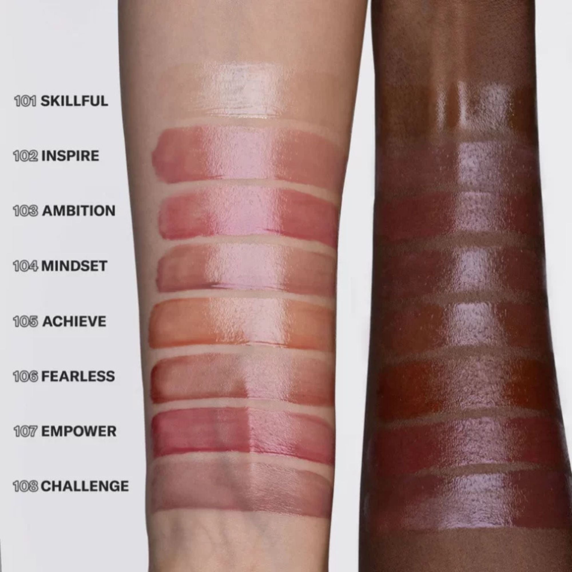 Mesauda Hydramorphosis Tinted Lip Balm putlinantis tonuotas lūpų balzamas spalvos