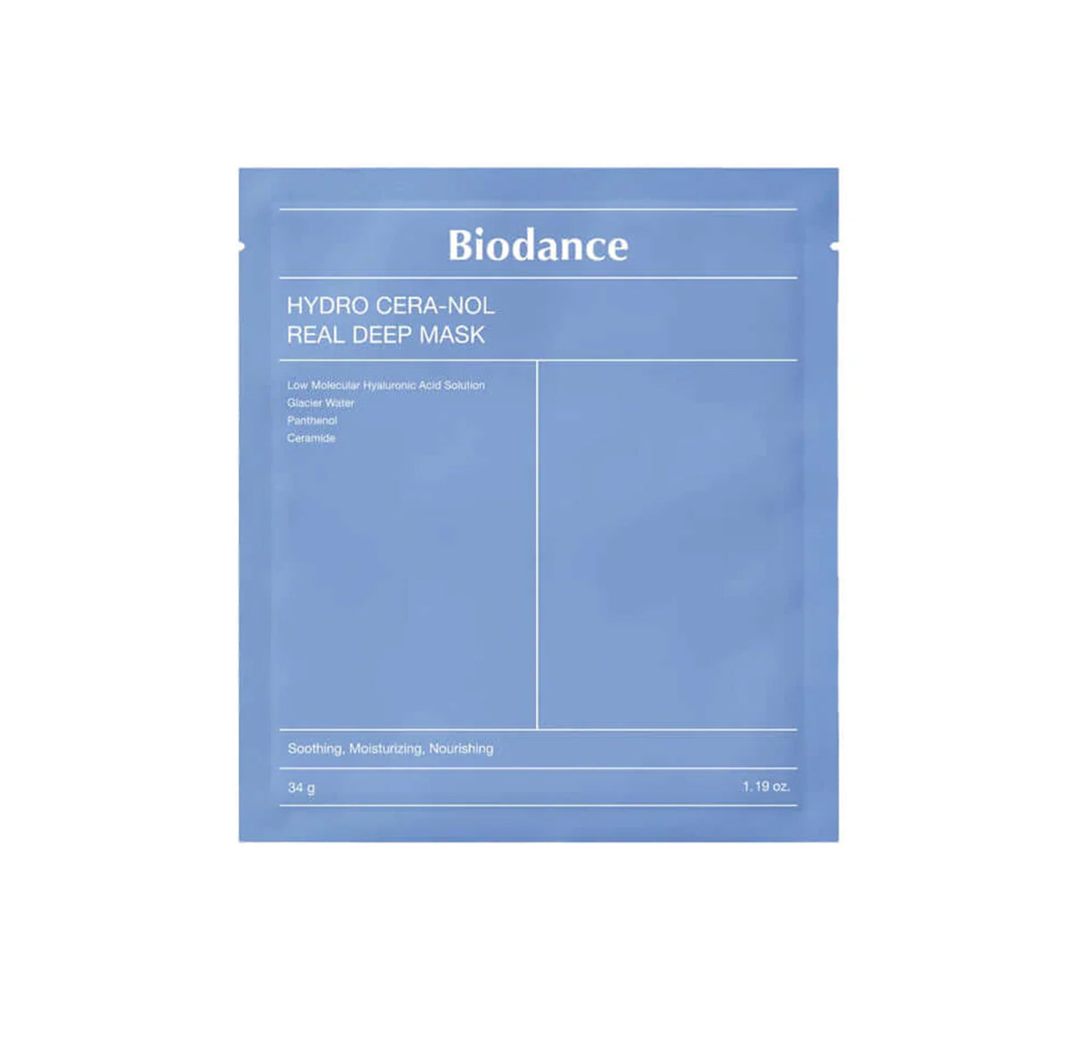 BIODANCE "Hydro Cera-nol Real Deep Mask" veido kaukė su keramidais