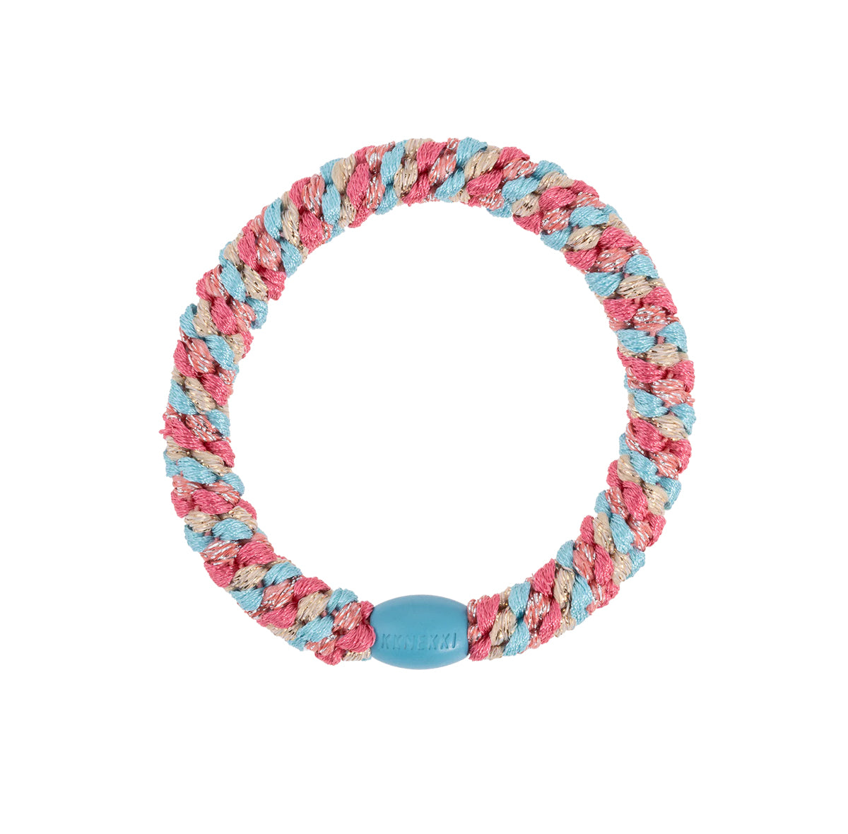 “Kknekki Mix Turquoise Coral Glitter” plaukų gumelė