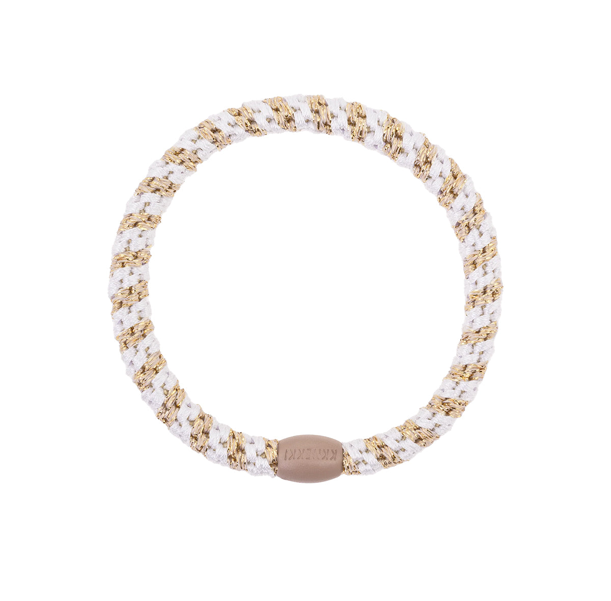 "Kknekki Slim white-beige glitter stripe" plaukų gumelė