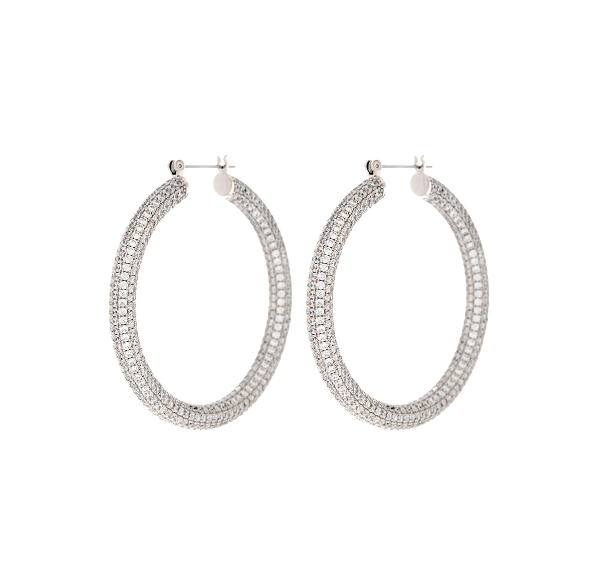PAVE AMALFI Hoops tipo sidabro spalvos auskarai