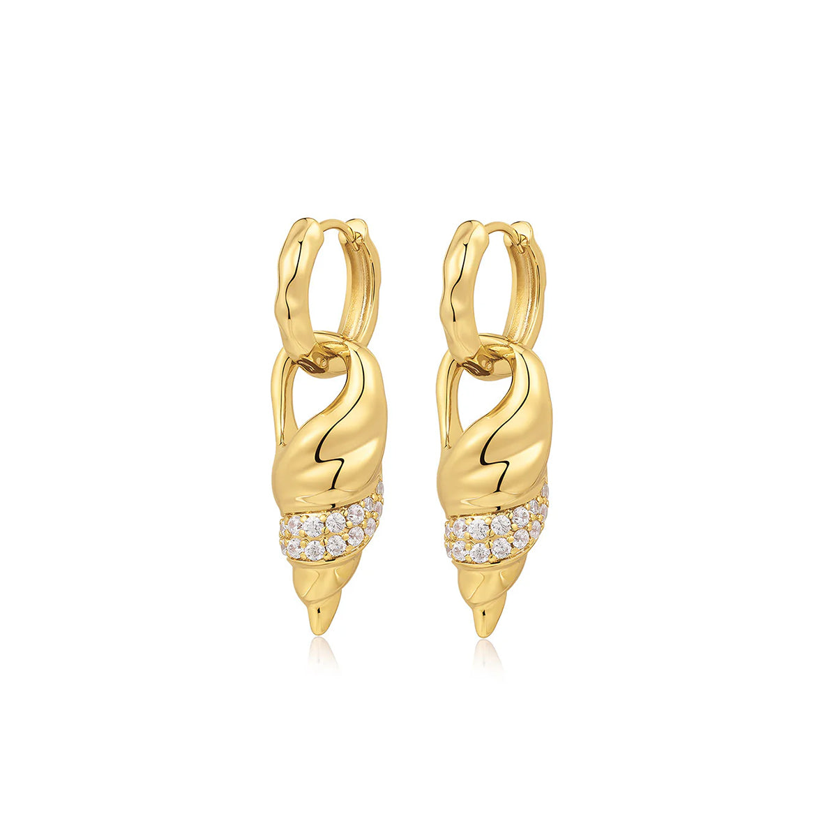 THE SEASHELL CHARM Hoops tipo aukso spalvos auskarai