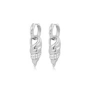 THE SEASHELL CHARM Hoops tipo sidabro spalvos auskarai
