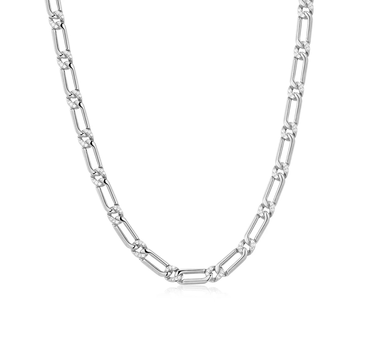 THE TWO-TONE PAVE LINK sidabro spalvos vėrinys